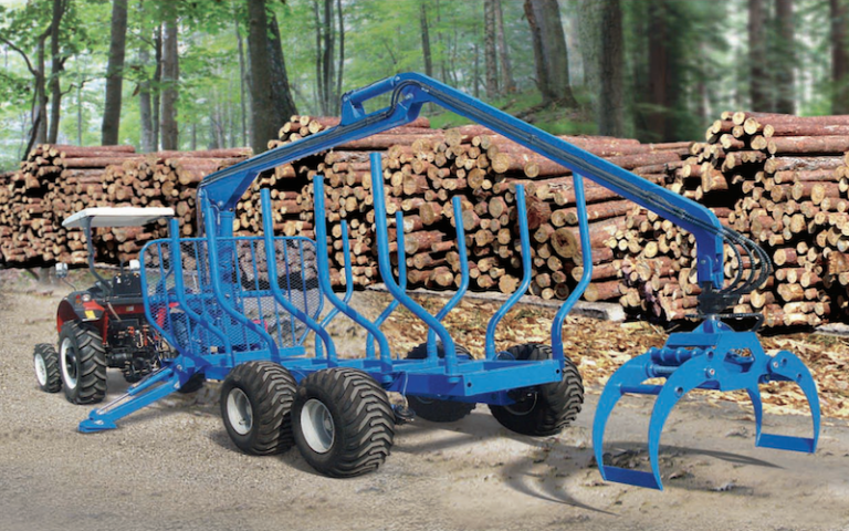 Log trailer with crane